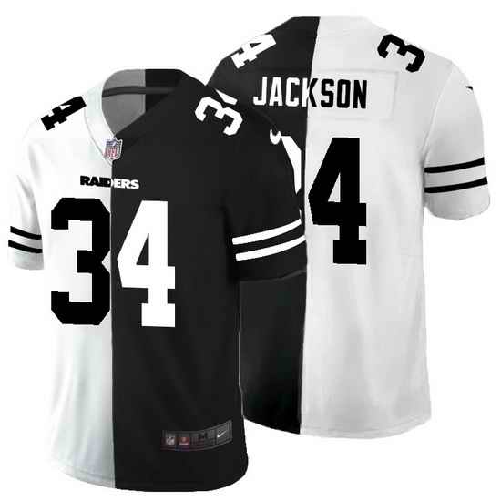 Las Vegas Raiders 34 Bo Jackson Men Black V White Peace Split Nike Vapor Untouchable Limited NFL Jersey